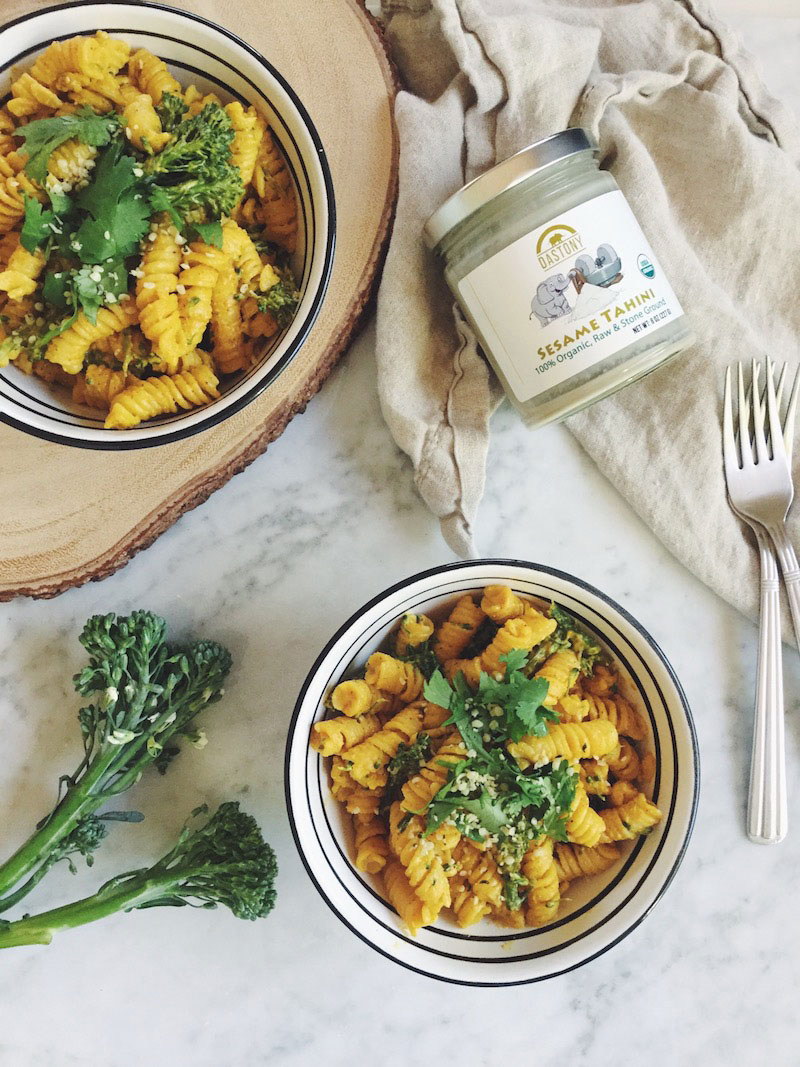 Quinoa Pasta with Broccoli and Smokey Tahini Cheeze Sauce