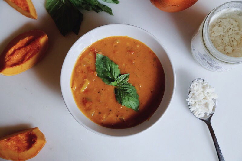 Roasted Tomato Coconut Pumpkin Soup