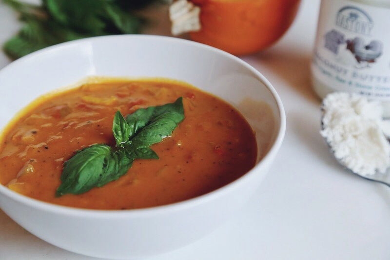 Roasted Tomato Coconut Pumpkin Soup