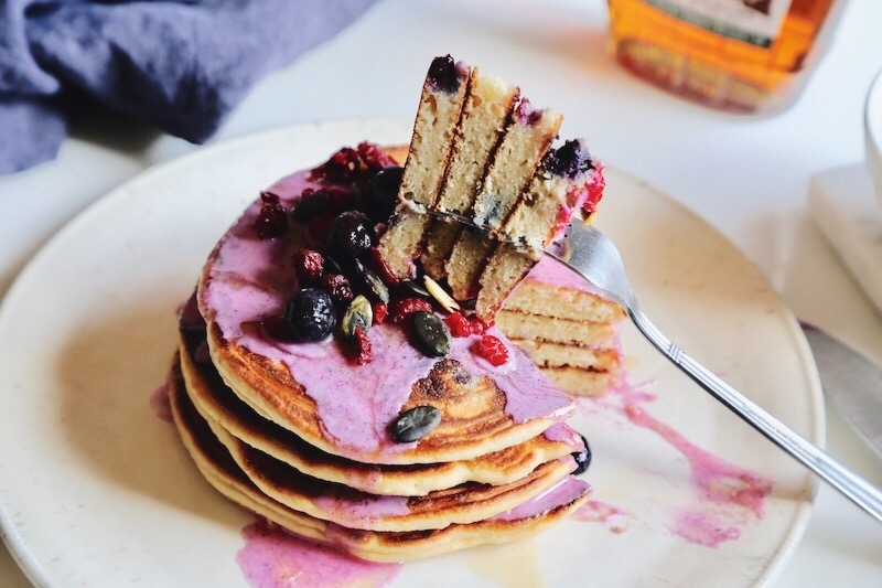 Fluffy Almond and Cassava Flour Blueberry Paleo Pancakes