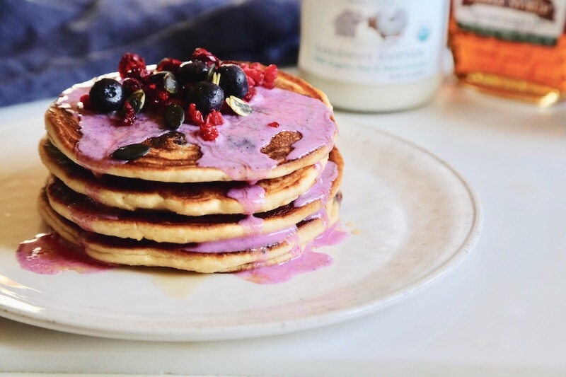 Fluffy Almond and Cassava Flour Blueberry Paleo Pancakes