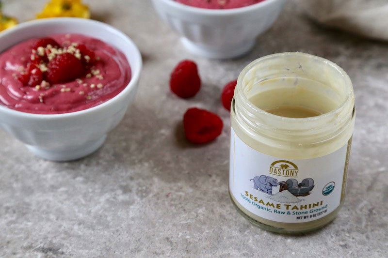 Raspberry Coconut Tahini Pudding 