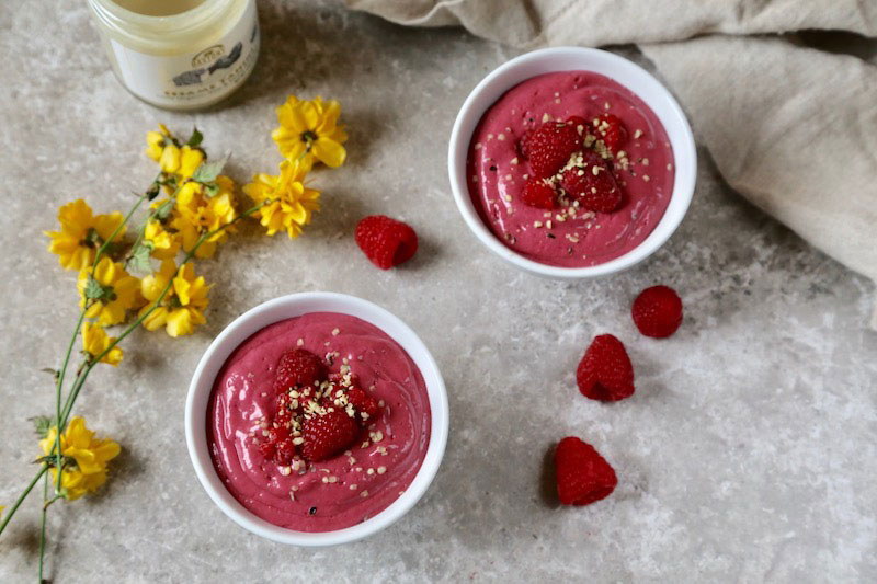 Raspberry Coconut Tahini Pudding 